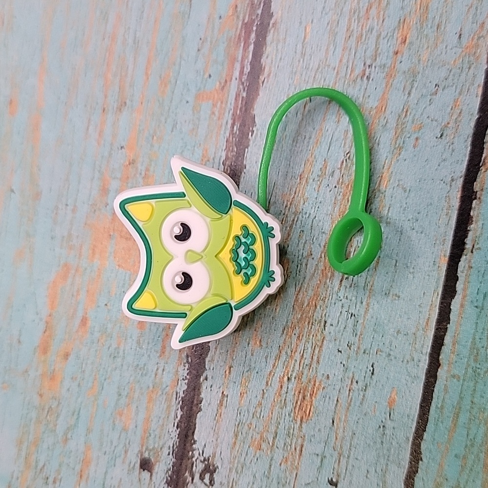Green Owl Straw Topper - Picture 3 of 5